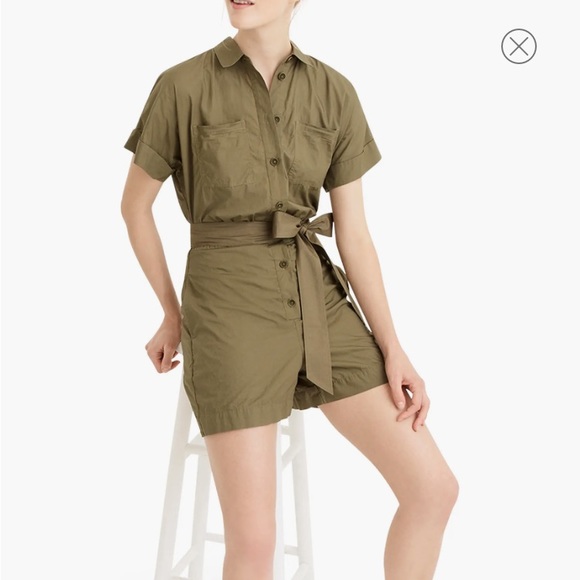 J. Crew Pants - J.CREW SOLID OLIVE GREEN BUTTON-ON ROMPER SIZE 4